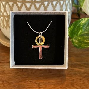 Stunning Sterling Silver Cross Heart Easter necklace